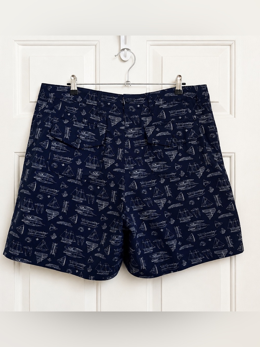 Ralph Lauren Navy Nautical Print Cotton Shorts Coastal Preppy Fisherman Size‎ 18